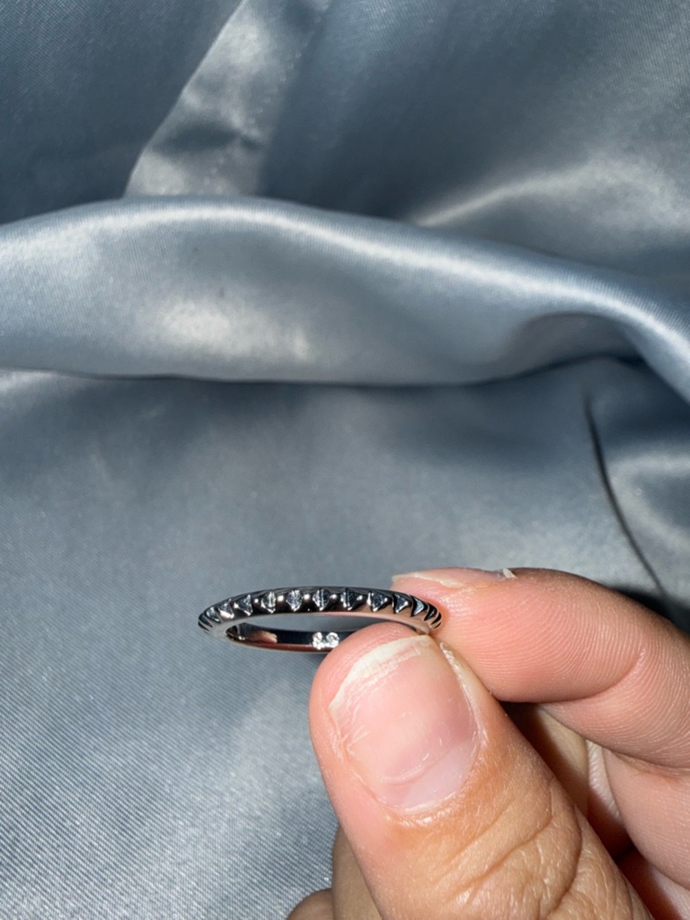 All Saints Black and Silver Textured Stackable Ring